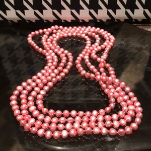 Pink Cultured Pearl Endless Necklace 80”